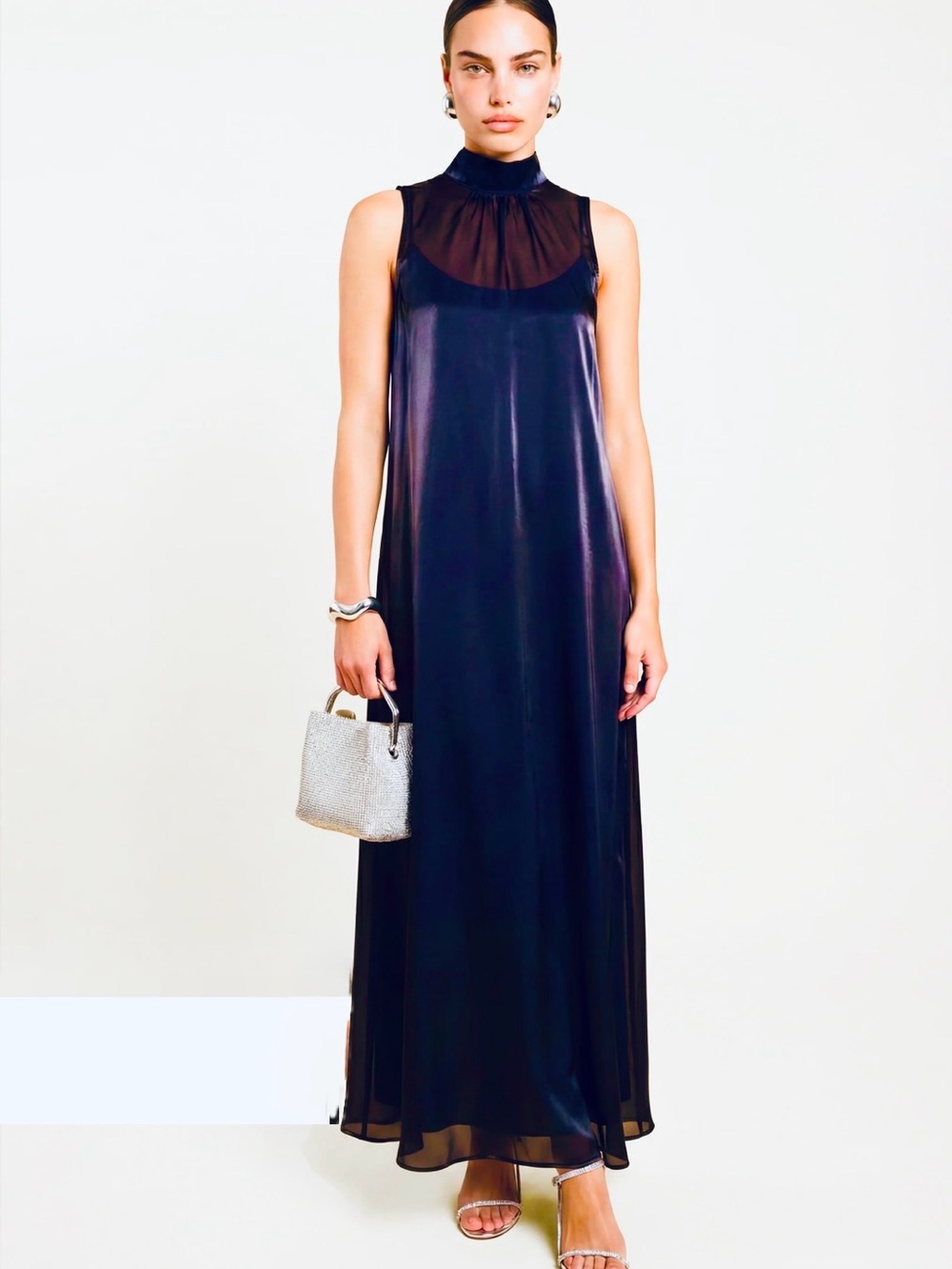 Caara | Alette Sleeveless Sheer Yoke Maxi Dress